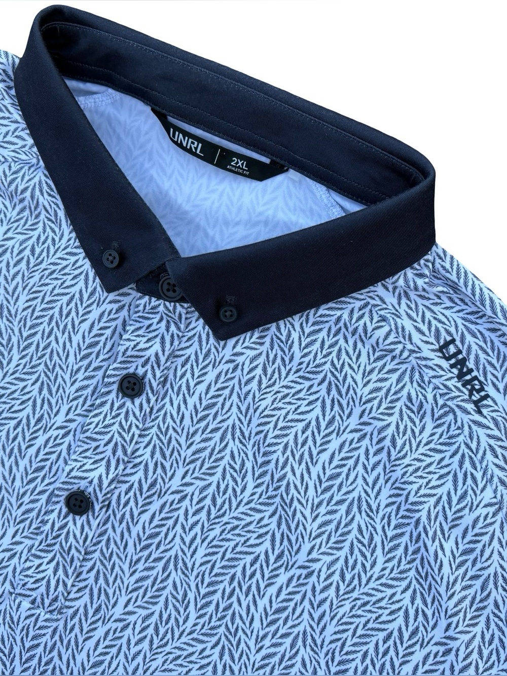 UNRL Men’s Harvest Polo - Nine Iron / Navy Blue Pattern - Size 2XL Golf Polo